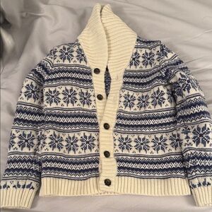 Janie and Jack Cream and Blue Cardigan
